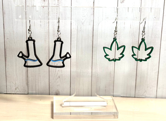 Bong & Weed Outline Earrings